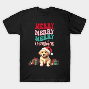 Merry Christmas Retriever Puppy T-Shirt